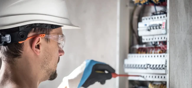 man-electrical-technician-working-switchboard-with-fuses-installation-connection-electrical-equipment Man, an electrical technician working in a switchboard with fuses. Installation and connection of electrical equipment. Professional with tools in hand. concept of complex work, space for text. SSUCv3H4sIAAAAAAAEAI1Ry2rDMBC8F/oPRucYZMchdv+gh0LvoYe1tIlFFW3QoyWE/HslKyo6ld60M6vZnZ3b81PTsBmcEuyluaUq1krr4LwFr8hEmG8euEUj0dYISuXJKtA1OIMXi4EzRtAErRN8X0nmPPjg0KVhD0iAx1PUyOCvRN7okOumECsZf0SKvSNdNLJNxbgwJ+ZNOYFag0EKjhX+vvlD7NXIZDk5+b9gfnwU33BCI66rtcqyRY2QLR9yK/v89mjP9REgSEWV/y8SoFPDtlK6WCWUOVXfyC9rHuWboGC8TSuwYoNpogvMOoVxjJpY8AWci+2y4NUgEU9B52qOIb8aeKgyGTNLZbftu3EYdkPX7Uc+8h1nJWcSn0rWFnP0i4qUvVa4ShuwnostiGnfTv00tEOPuxYQx3bY81FwfpxG4PHw9x+hX0Y7sQIAAA==
